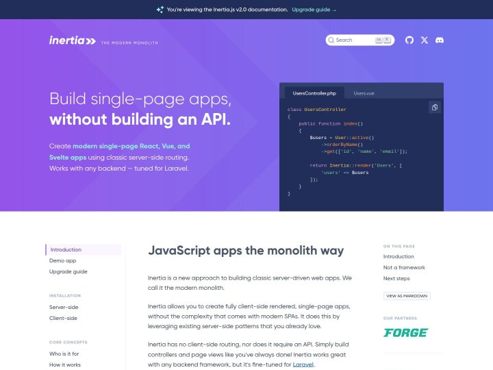 Screenshot of Inertia.js