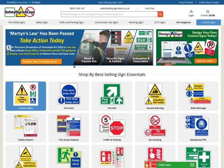 Screenshot of Safety Signs 4 Less